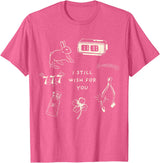 I Still Wish for You Lucky Rabbit 1111 Stars Clover Signs T-Shirt in Pink Heather