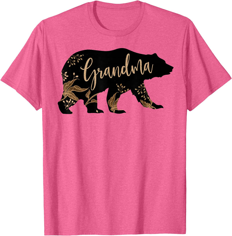 Fandy Family Floral Grandma Bear T Shirt Grandma Mother's Day Women Gift T-Shirt - Pink Heather