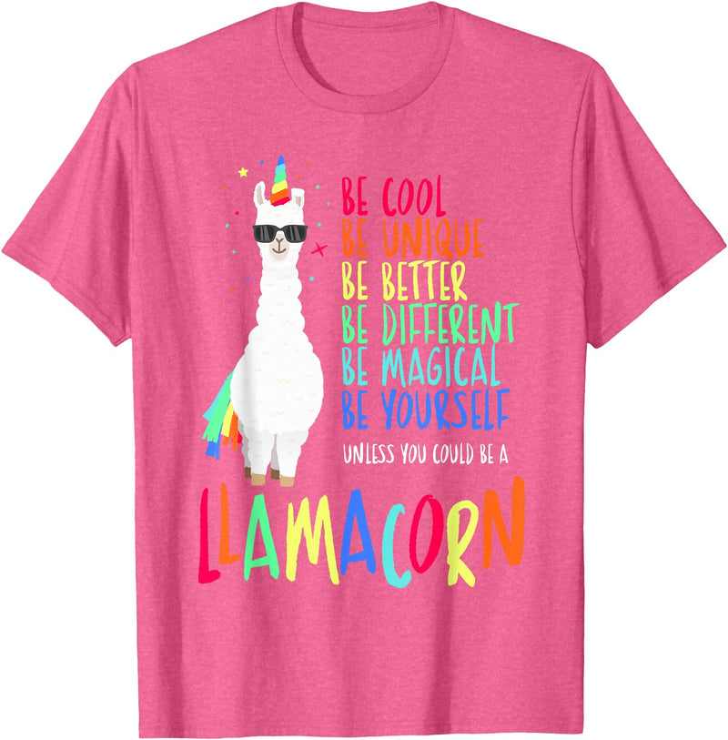 CuisineDuCool Funny Llamacorn - Funny Cute Llama Unicorn T-Shirt - Pink Heather