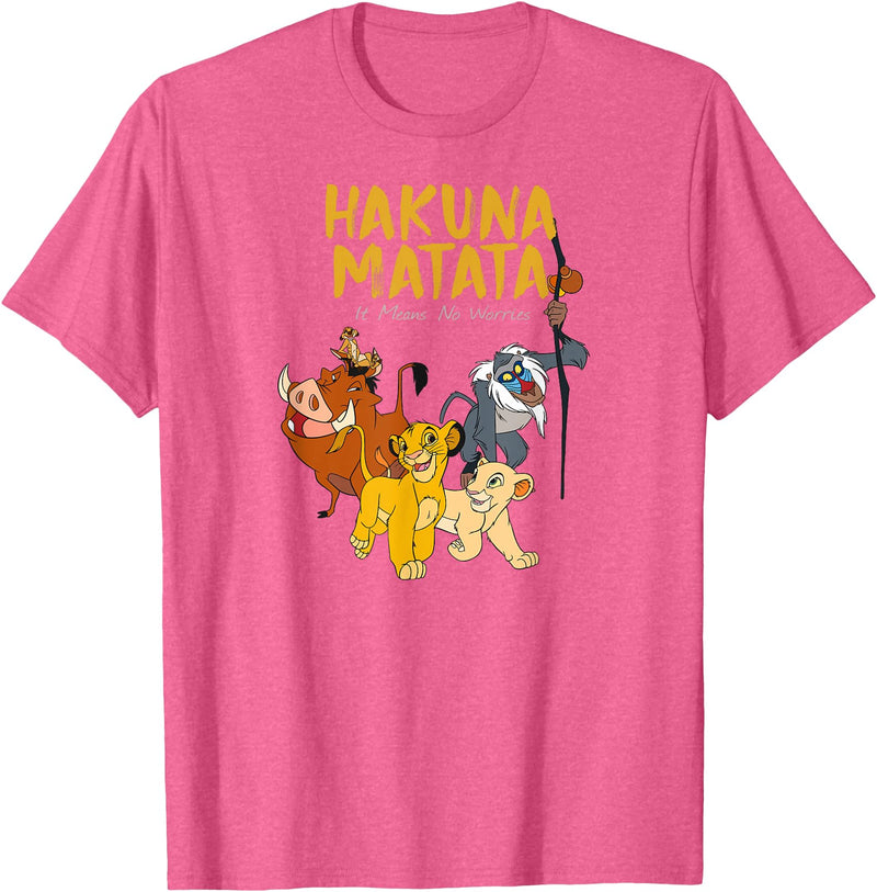 Disney - Lion King Classic It Means No Worries T-Shirt - Pink Heather
