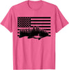 BASBO American Flag Fishing T-Shirt - Grey, Small, Unisex, Short Sleeve, Crew Neck, Classic Fit, Polyester 100%, Imported, Fishing Enthusiasts, Kids - Pink Heather