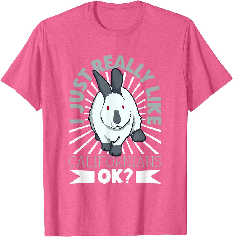 Rabbit Motif - California Rabbit T-Shirt in Pink Heather