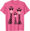 Bubble Safari Graphics Cute Giraffe Trio Blowing Bubble Gum with Sunglasses T-Shirt - Pink Heather