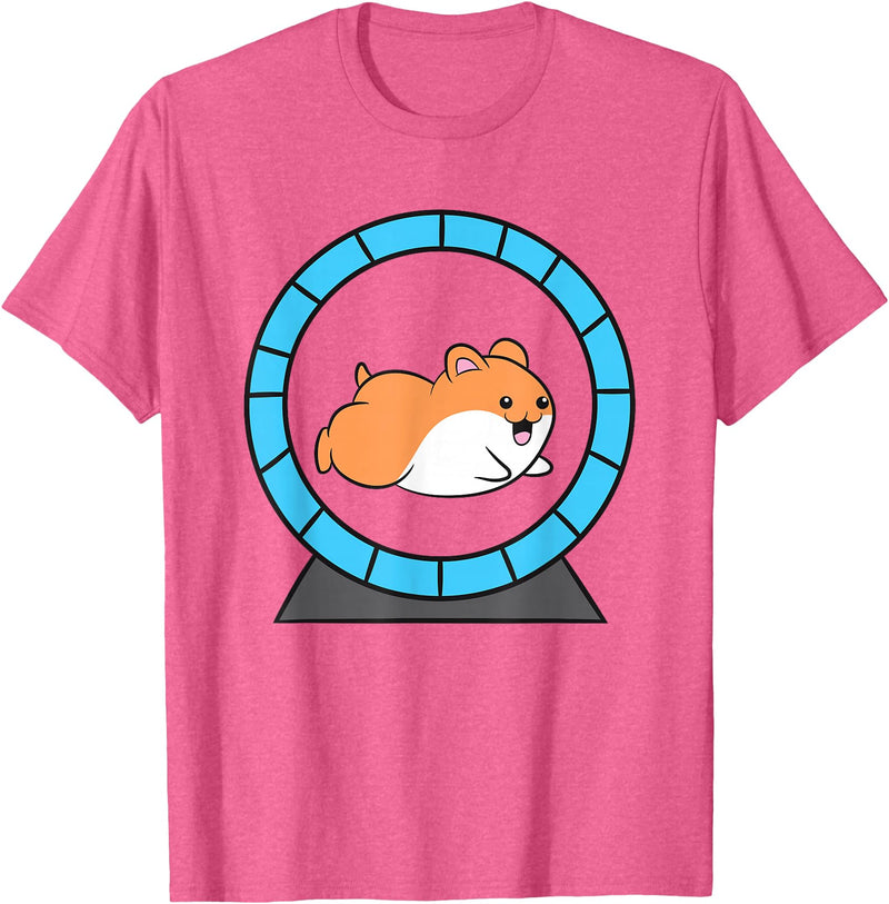 Hamster in a Hamster Wheel Pet Hamster T-Shirt - Pink Heather