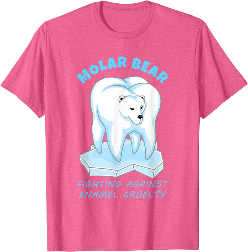 Polar Bear Tooth Tees Molar Bear - Funny Dental Polar Bear Pun T-Shirt T-Shirt - Pink Heather