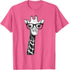 Giraffe with Glasses Zoo Animal Giraffe with Glasses for Zoo Animal Lovers T-Shirt - Pink Heather