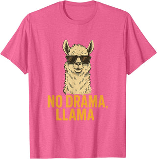 Am End Fashion No Drama, Llama - Cool Look T-Shirt - Pink Heather