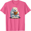 Book Lovers Polar Bear reading Books Cute Polar Bear is reading a Book, Reading Polar Bear T-Shirt - Pink Heather