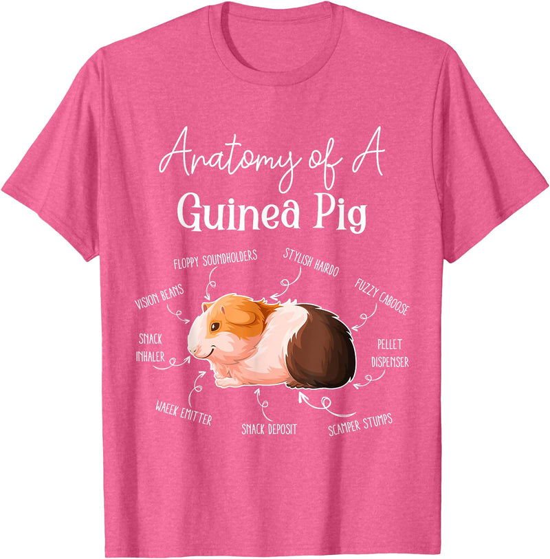 Cute & Funny Guinea Pig Gifts For Women Men Kids x Anatomy Of A Guinea Pig T-Shirt - Black, Small - Pink Heather