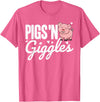 The Cute Pig Farming Apparel Co. Pigs 'n Giggles Funny Farm Pig Farmer Pigs Women Girls T-Shirt - Pink Heather
