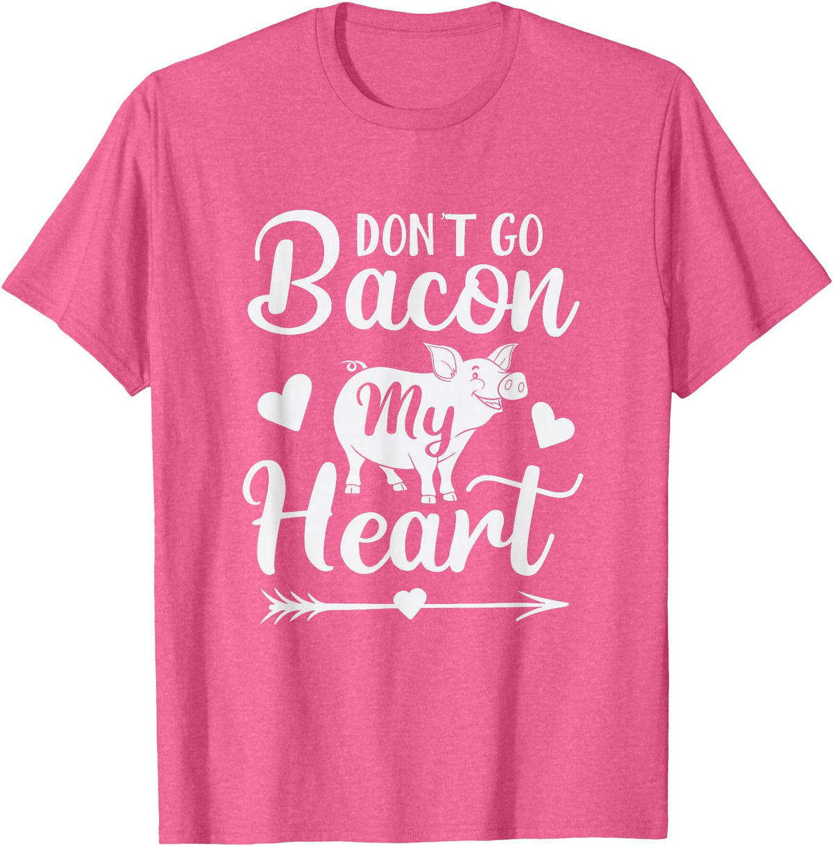 Pig Valentine Designs Don't Go Bacon My Heart Funny Valentine's Day Pig Lover T-Shirt - Pink Heather