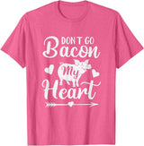 Pig Valentine Designs Don't Go Bacon My Heart Funny Valentine's Day Pig Lover T-Shirt - Pink Heather