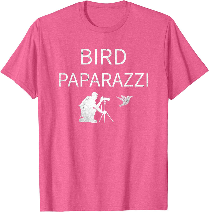Birdwatching | Bird Photographer Gifts Unisex-Adults Black Short Sleeve T-Shirt Small Bird Photography T-Shirt - Pink Heather