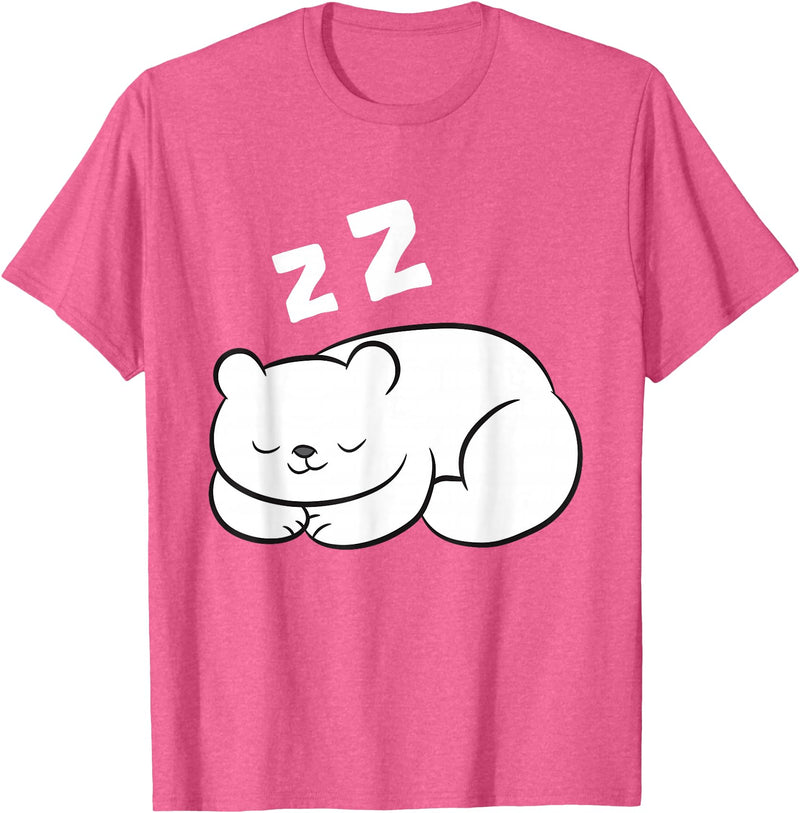 Arctic Polar Bear Tees And Gifts Ice Bear Sleeping Tired Arctic Polar Bear T-Shirt - Pink Heather