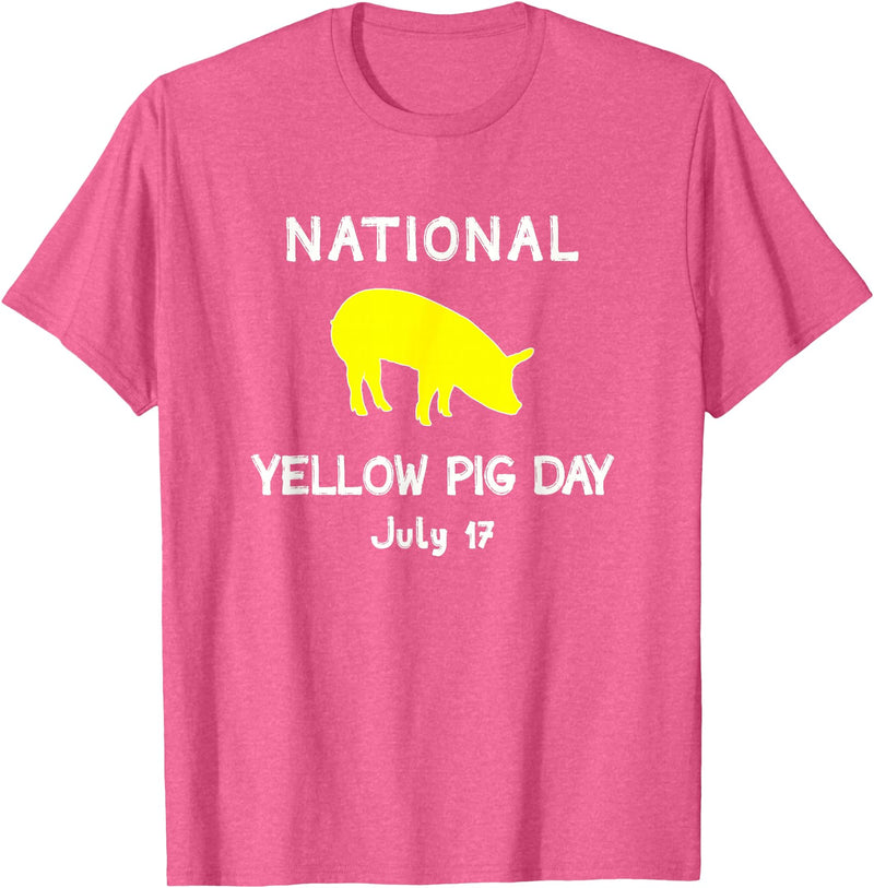 Porker Apparel Co National Yellow Pig Day T-Shirt - Pink Heather
