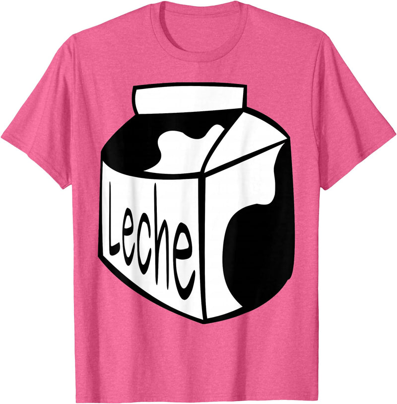 Clever Witty Milk Designs Leche Spanish Milk Carton Dairy Lover T-Shirt - Pink Heather