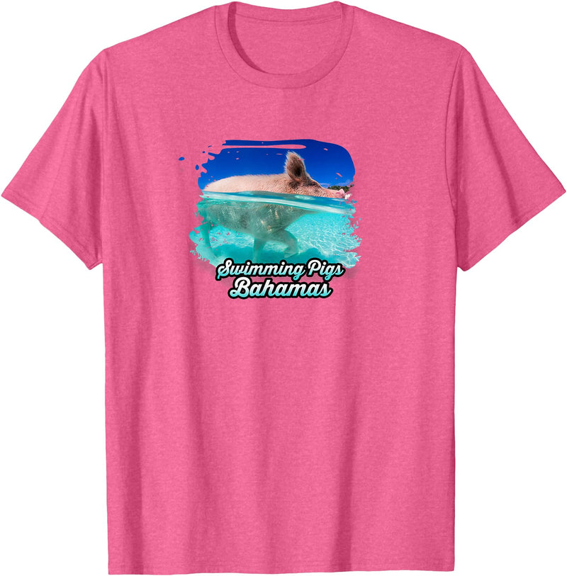 Swimming Pigs of Bahama Beach Swimming Pigs - Bahamas T-Shirt - Pink Heather