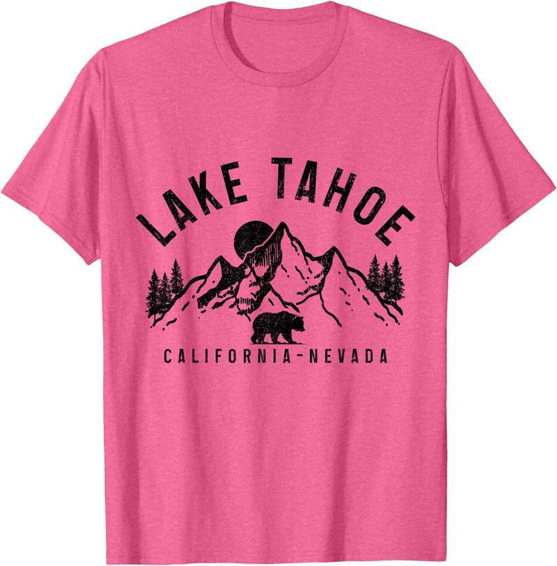 We Love Lake Tahoe - California Nevada Lake Tahoe California Nevada Mountains Bear Nature Vintage T-Shirt - Pink Heather