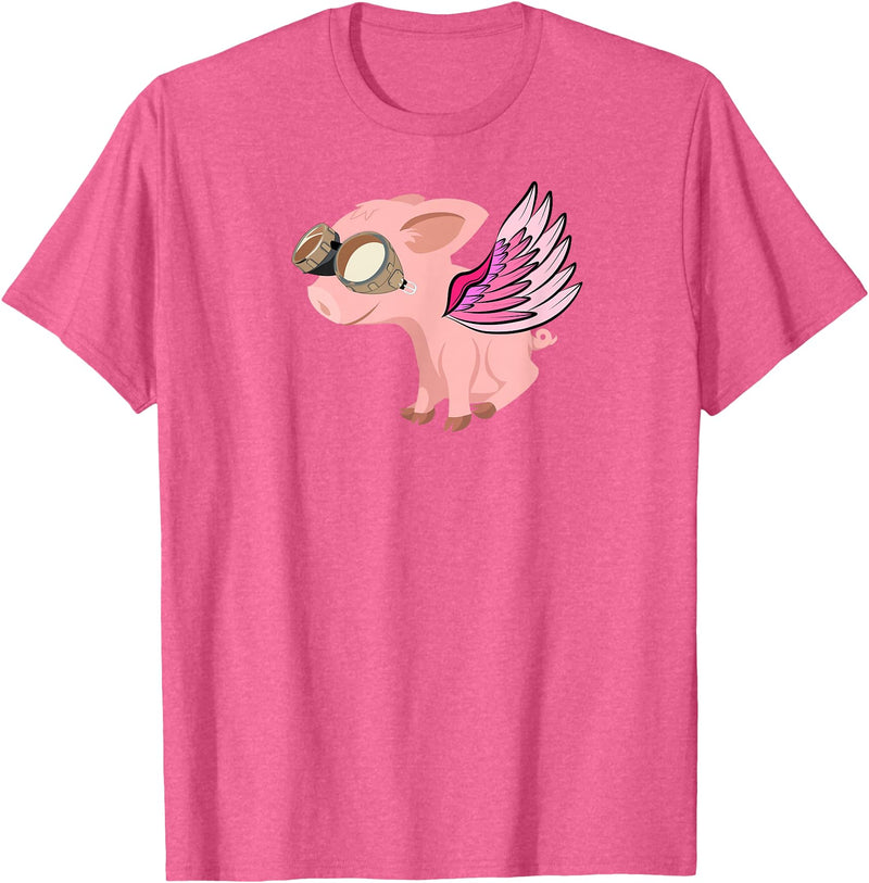 RWS235 When Pigs Fly, Flying Pig T-shirt T-Shirt - Pink Heather