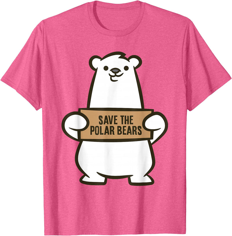 Cute Polar Bear Gifts And Tees Animal Welfare Save The Polar Bears T-Shirt - Pink Heather
