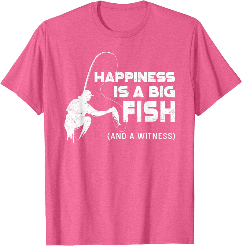Fishing Fisherman Fisher DA0 Fishing Vintage Happiness Is A Big Fish And A Witness T-Shirt - Pink Heather