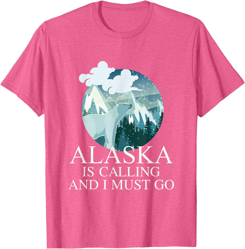 Selena's things Alaska Polar Bear Alaska Is Calling And I Must Go T-Shirt - Pink Heather
