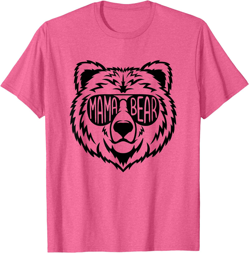 Funny Mothers Mama Bear Face Mama Bear Face Sunglasses Mother Mom Mommy T-Shirt - Pink Heather