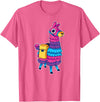 Llama Pinata Party Shop Funny Loot Llama Pinata with Yellow Saddlebag T-Shirt - Pink Heather