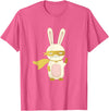 Super Rabbit for Men Women and Children - the Golden Hero T-Shirt in Pink Heather