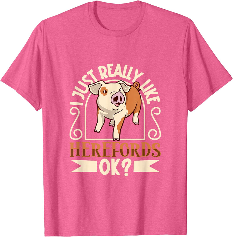 Creative Hereford Pig Designs I Love My Hereford Pig T-Shirt - Pink Heather
