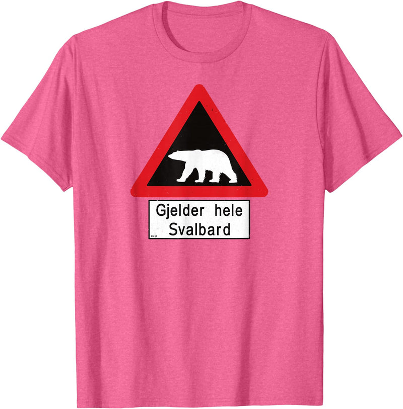 Svalbard T-Shirt Co. Svalbard T Shirt Polar Bear Sign Gjelder hele Norway T-Shirt T-Shirt - Pink Heather
