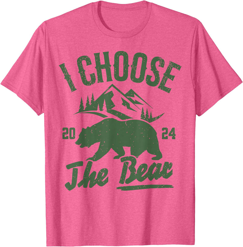 I Choose The Bear 2024 t -shir t I Choose The Bear 2024 T-Shirt - Pink Heather