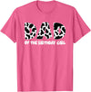funny saying Gifts for Family Members and more Dad of the Birthday Girl Cow Print Cow Pattern T-Shirt - Pink Heather