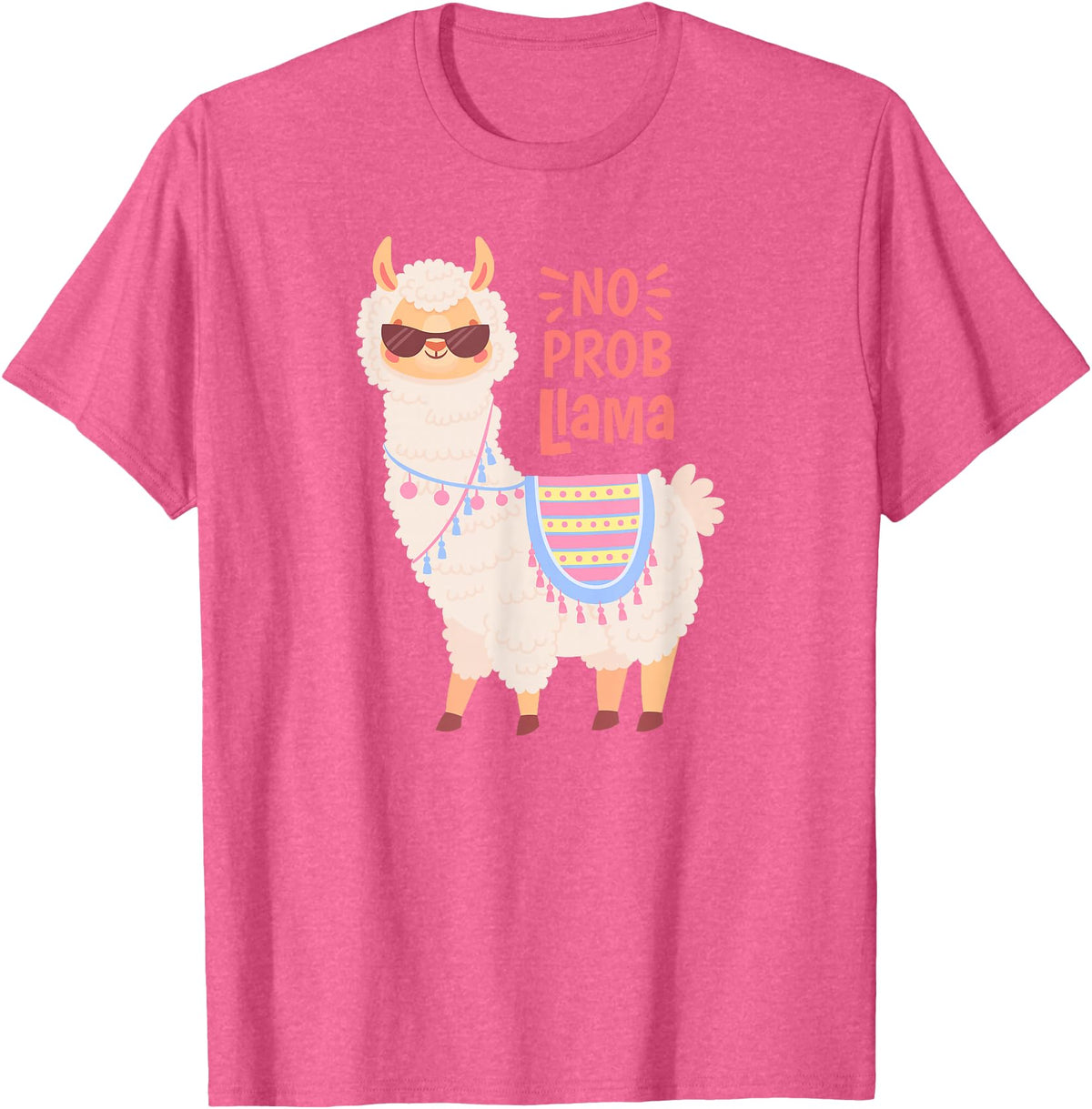 Llama & Alpaca Shirts, Cute Llama & Alpaca Outfit No ProbLlama Shirt, No Problama Shirt, Funny Alpaca Llama T-Shirt - Pink Heather