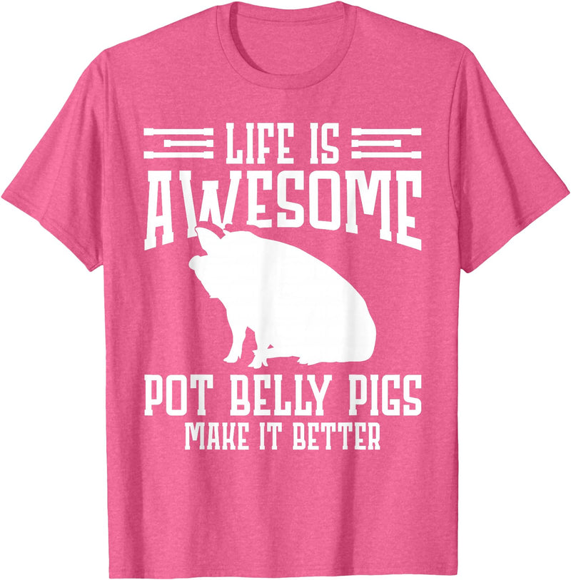 Pot Belly Pig Clothing & Pig Stuffed Animal Pot Belly Pig Enrichment Toys Pig Food Pot Belly Pig Lover T-Shirt - Pink Heather