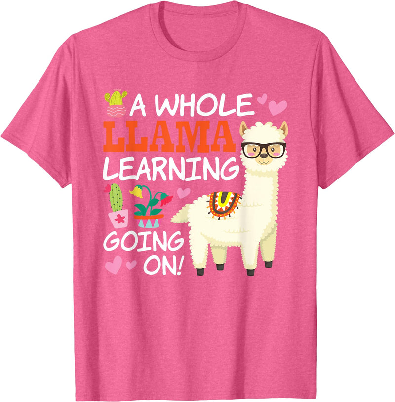Llama School Co Llama Learning T Shirt Teachers Students Alpaca Lovers Gift T-Shirt - Pink Heather