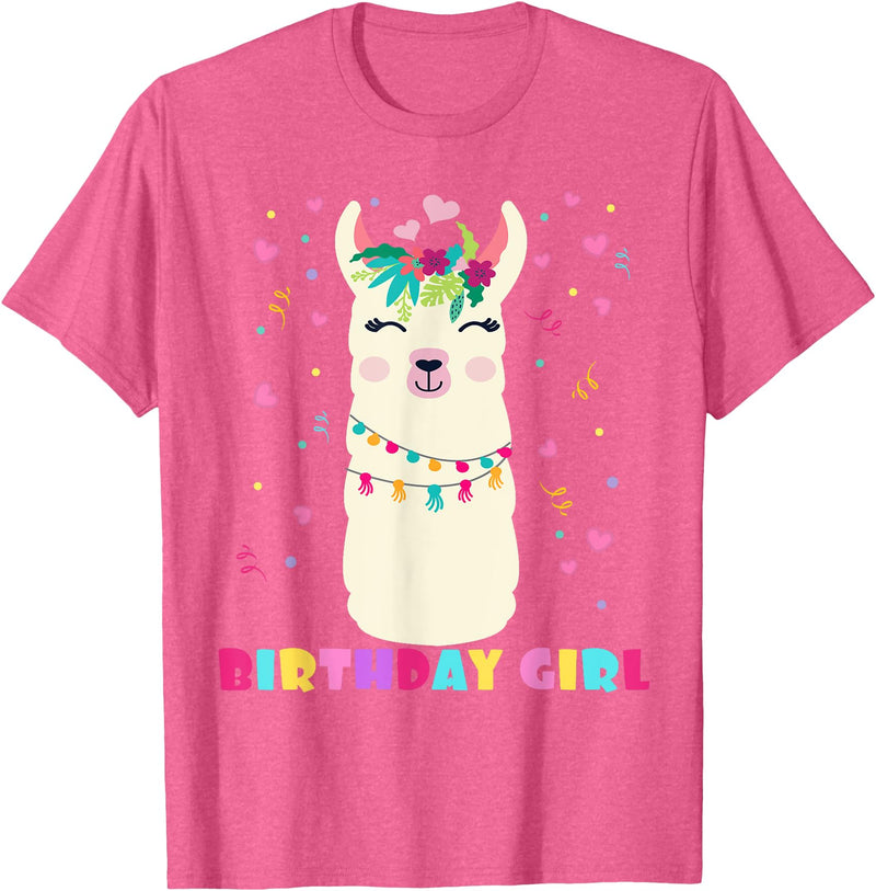 Llamazing Birthday Party Outfit Llama Lovers Birthday Girl Cute Llama Alpaca Kids Llamazing T-Shirt - Pink Heather