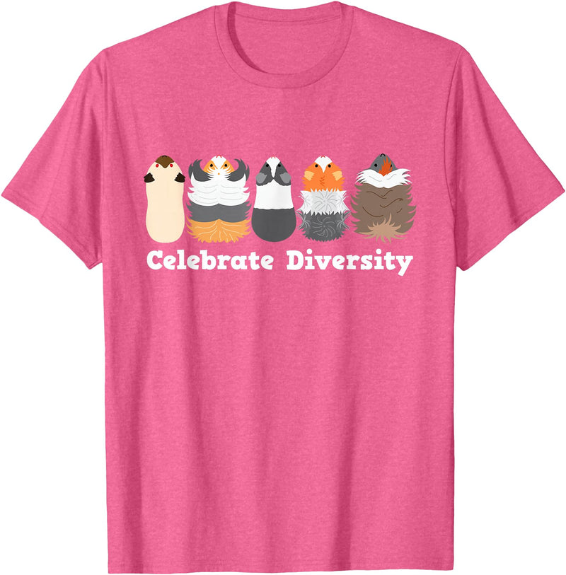 Celebrate Diversity Funny Cute Stuffs for Guinea Pig Lovers T-Shirt - Pink Heather