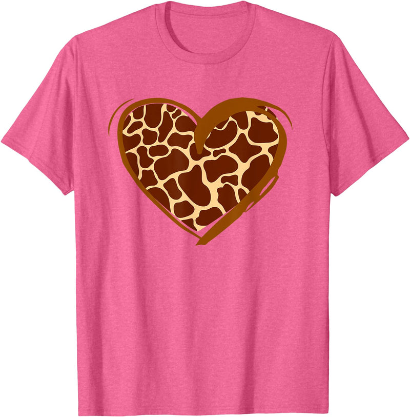 Animal Giraffe Print Clothing Heart Giraffe Pattern for Giraffe Lover T-Shirt - Pink Heather