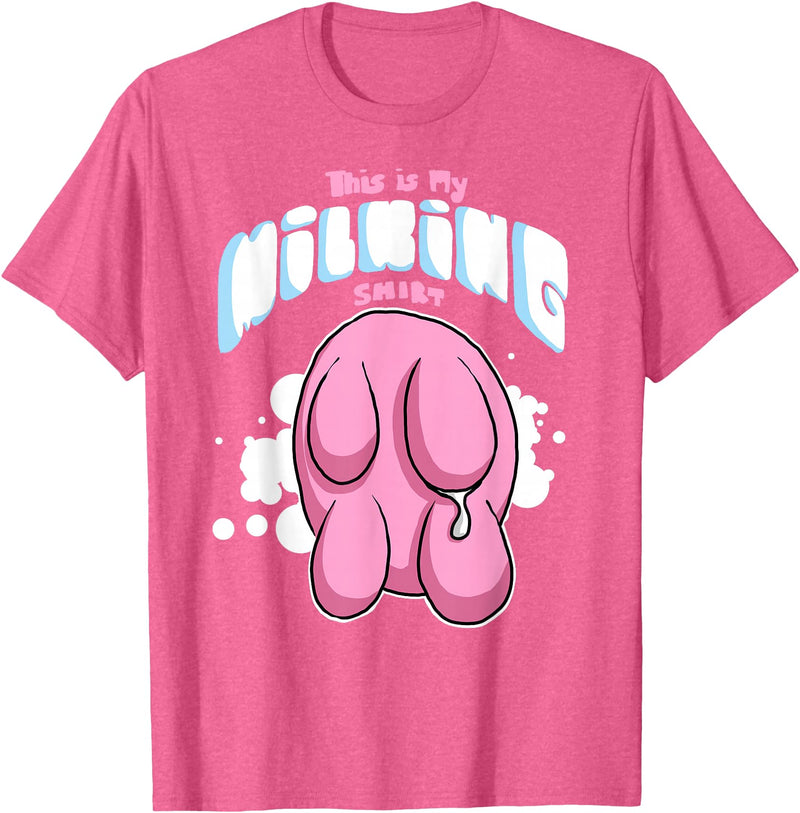 Eliaac Funny Dairy Farmers Milking Cows Womens This is My Milking Top Dairy Farming Cows Udders T-Shirt - Pink Heather