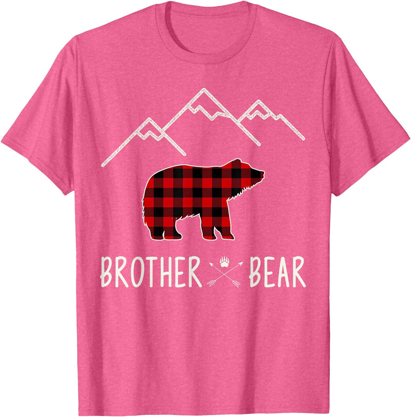 Zum2 Mama Bear Gifts Mama Bear Gift - Buffalo Plaid Brother Bear T-Shirt - Pink Heather