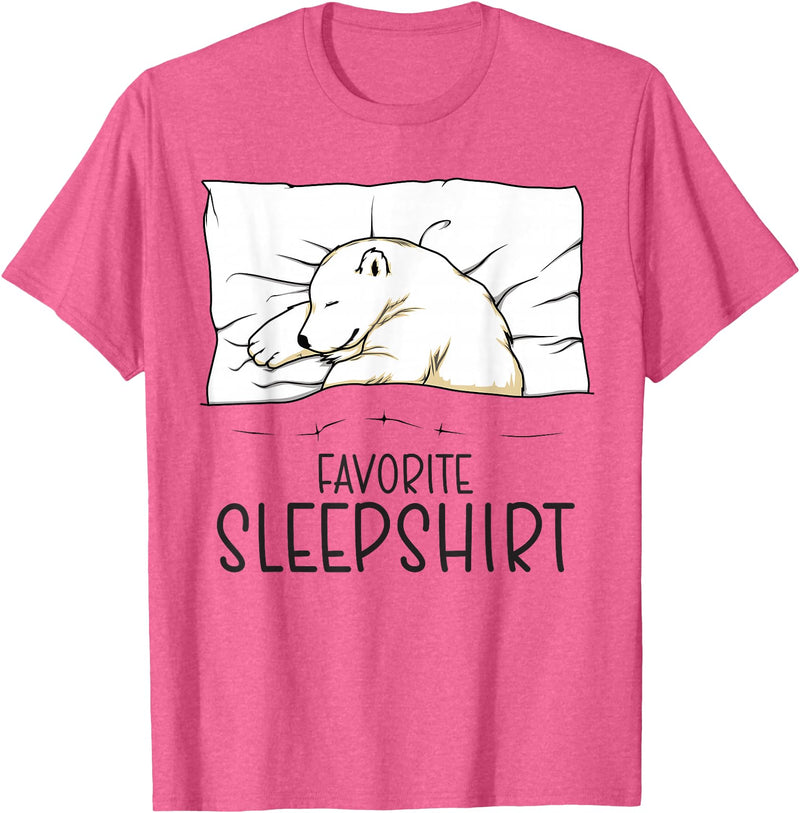 Sleeping & Napping Shirt Gifts For Nap Lovers Favorite Sleepshirt, Napping Polar Bear Pajama T-Shirt - Pink Heather