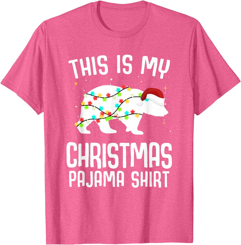 Funny Polar Bears Family Matching Wear Tees Polar Bear Christmas Pajama Santa Bear Lover T-Shirt - Pink Heather