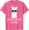 No Drama No Pob-Llama Alpaca Gifts No Drama Llama Alpaca with Sunglasses Llama Lovers Gift T-Shirt - Pink Heather