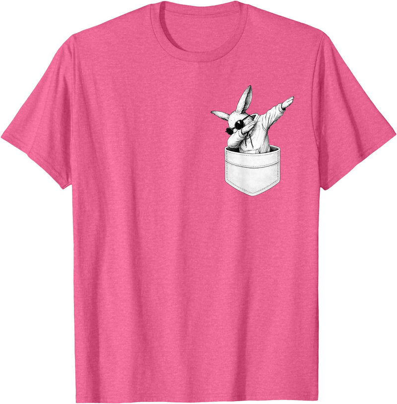 Easter Day Bunny in Pocket Cool Rabbit Men Women Kids T-Shirt in Pink Heather