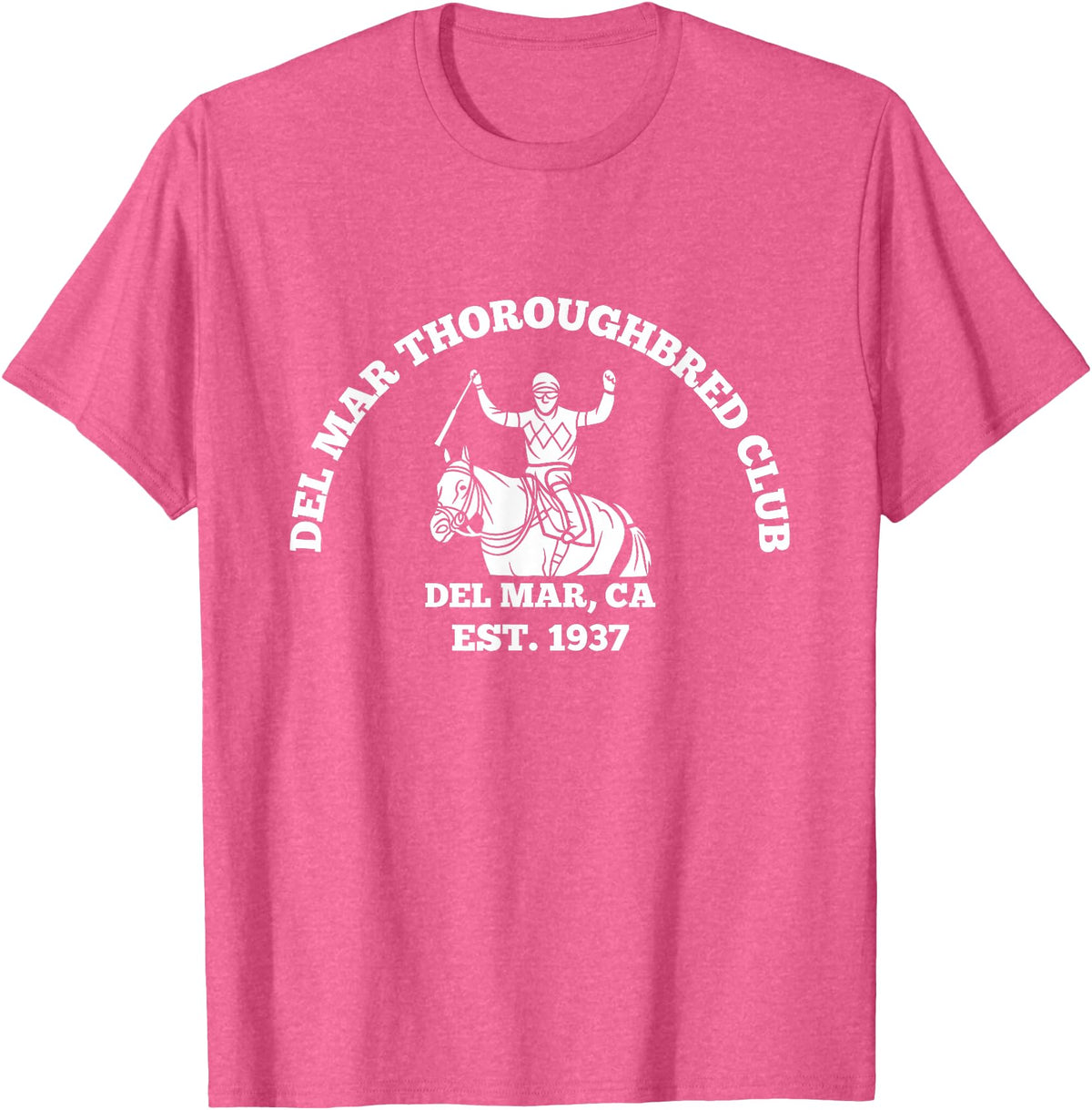 NANKANDOIT Del Mar Racetrack Horse Racing Breeders Del Mar Horse Racing California Race Track Thoroughbred Club T-Shirt - Pink Heather