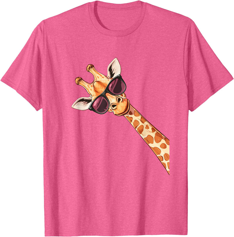 ÄGiräffeCo. Funny Giraffe Sunglasses T-Shirt - Pink Heather