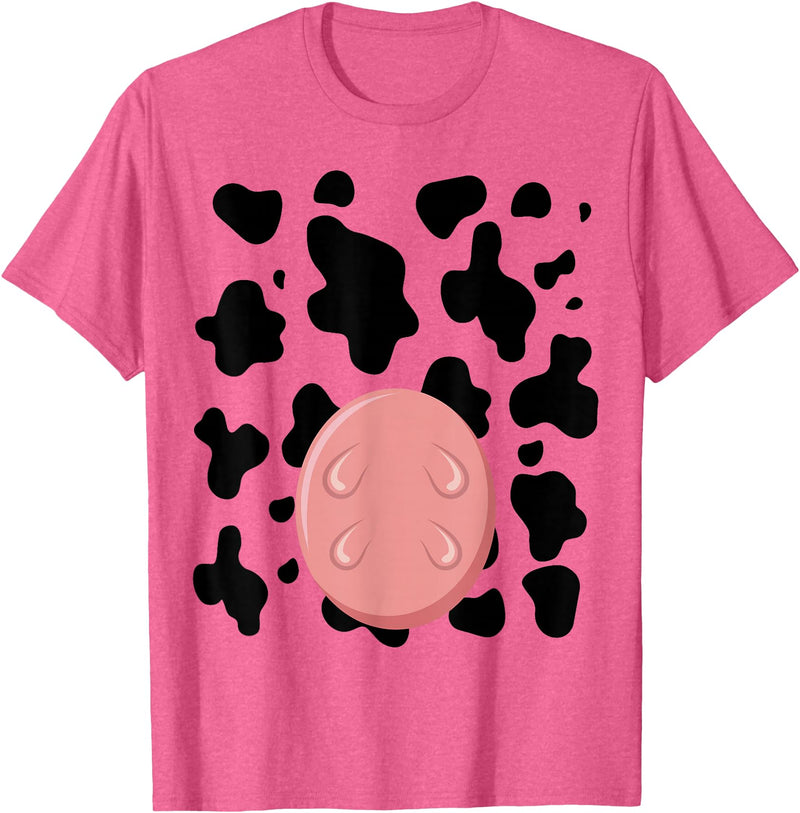 Dairy Milk Farmer Cattle Petting Zoo Humor Costume Funny Cow Utters Costume Easy Calf DIY Halloween Animals T-Shirt - Pink