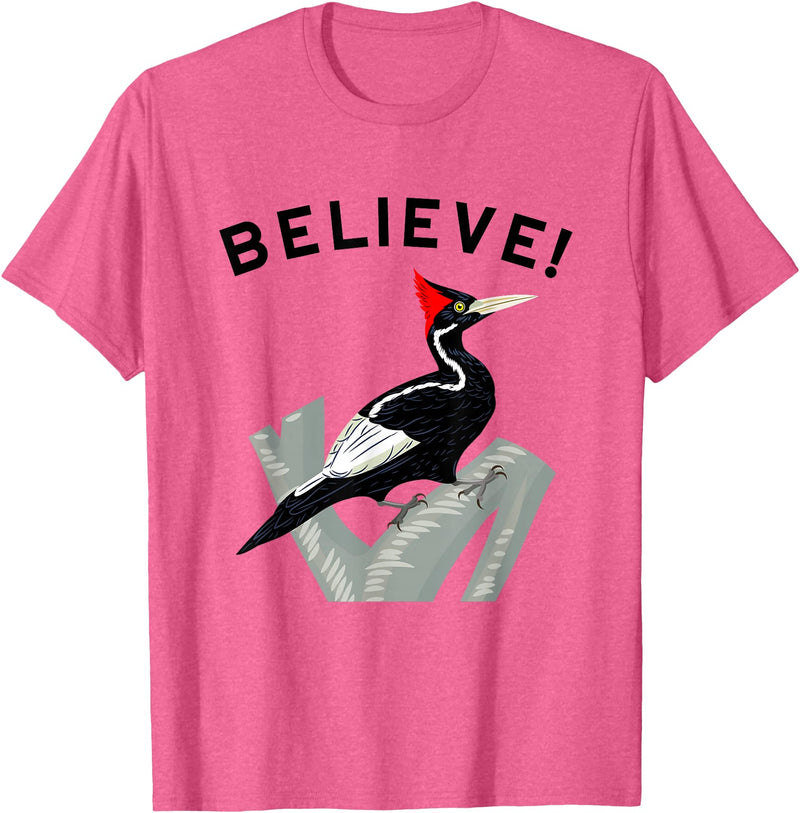 Birdwatching Gifts for Birders Endangered Ivory-Billed Woodpecker T-Shirt - Pink Heather