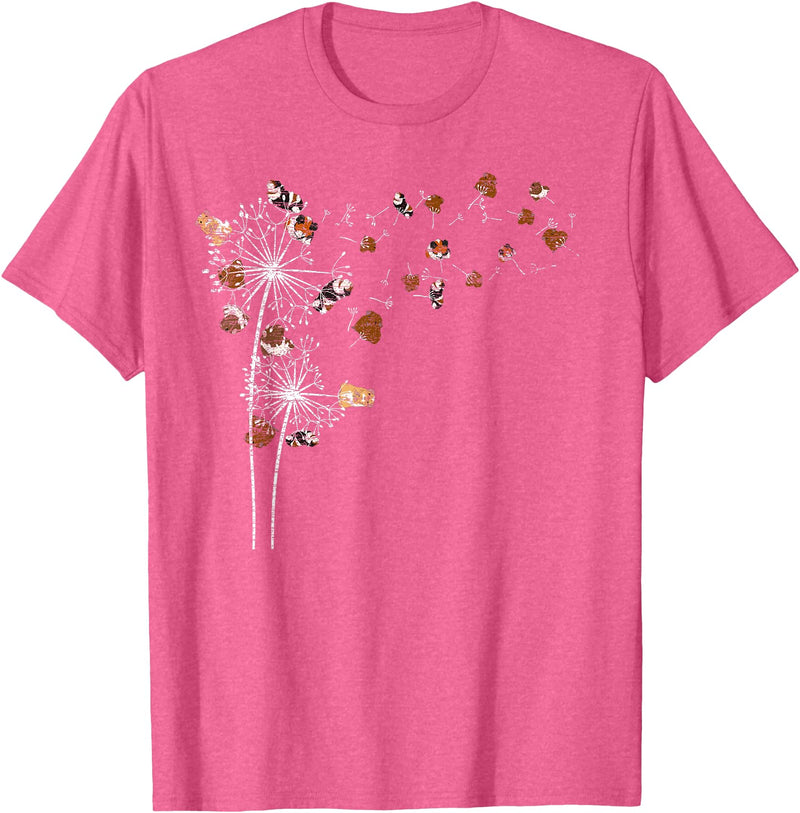 Guinea Pig Lover Animal Pet Gift Animal Lovers Rodent Dandelion Guinea Pig T-Shirt - Pink Heather